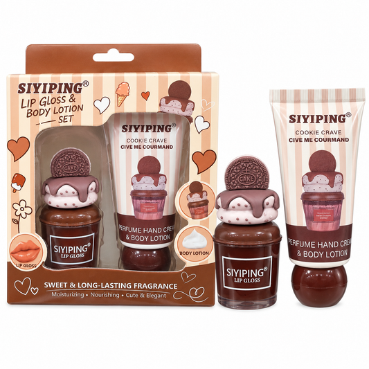 Set de brillo labial y loción corporal Cookie Crave de Siyiping
