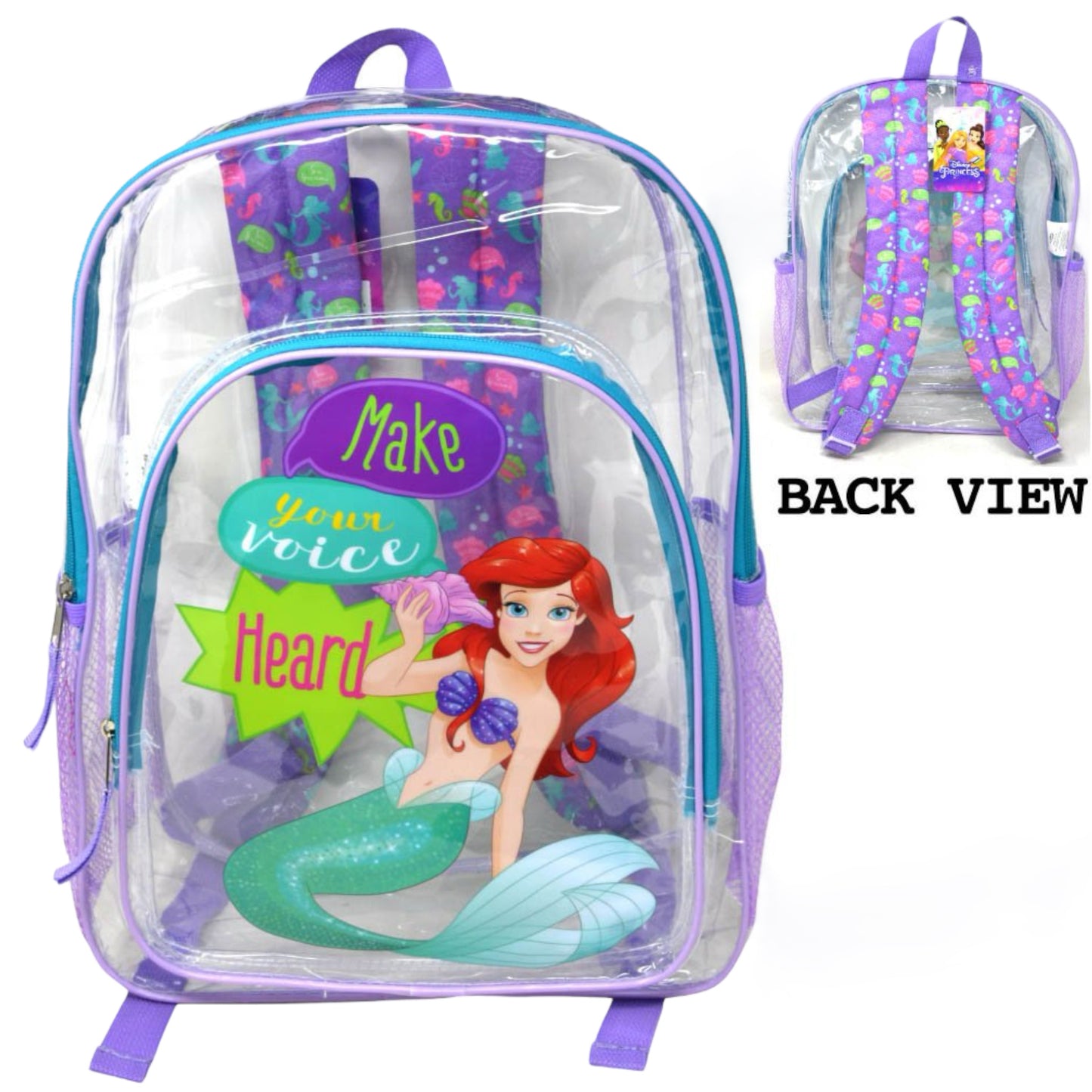 DISNEY MAKE YOUR VOICE HEARD ARIEL CLEAR BACKPACK UPDCLIE R98