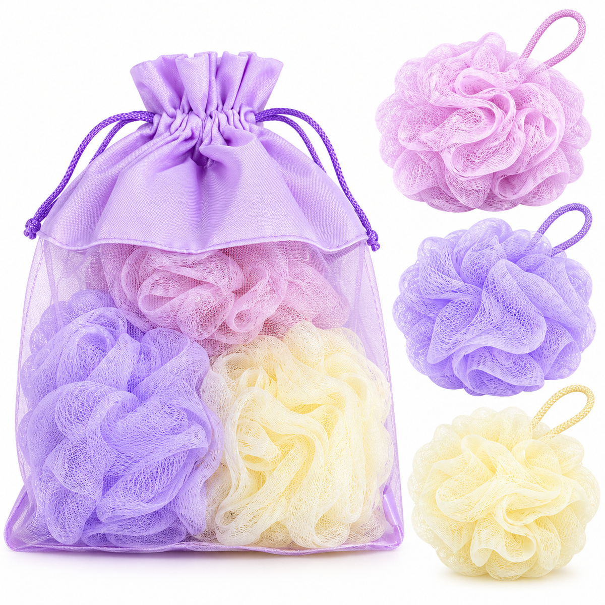 Purple Bag + 3 Loofahs