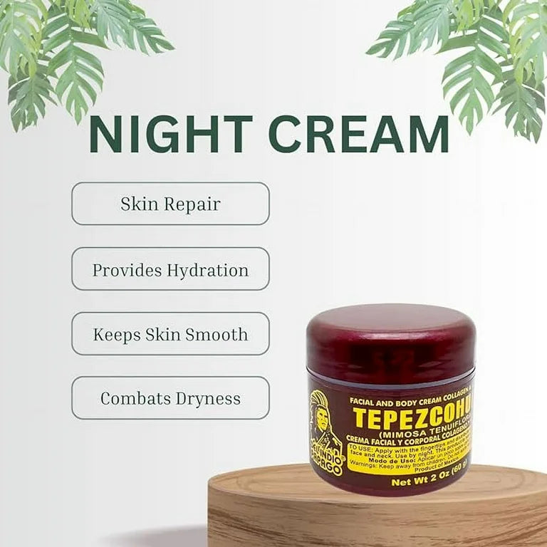 DEL INDIO PAPAGO FACIAL AND BODY CREAM COLLAGEN & VITAMIN E TEPEZCOHUITE NIGHT CREAM 2oz #18