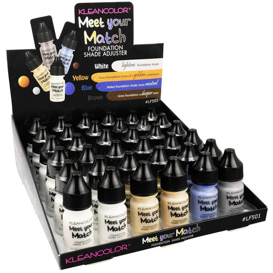 KLEANCOLOR MEET YOUR MATCH FOUNDATION SHADE ADJUSTER #LF502 36PCS DISPLAY #85