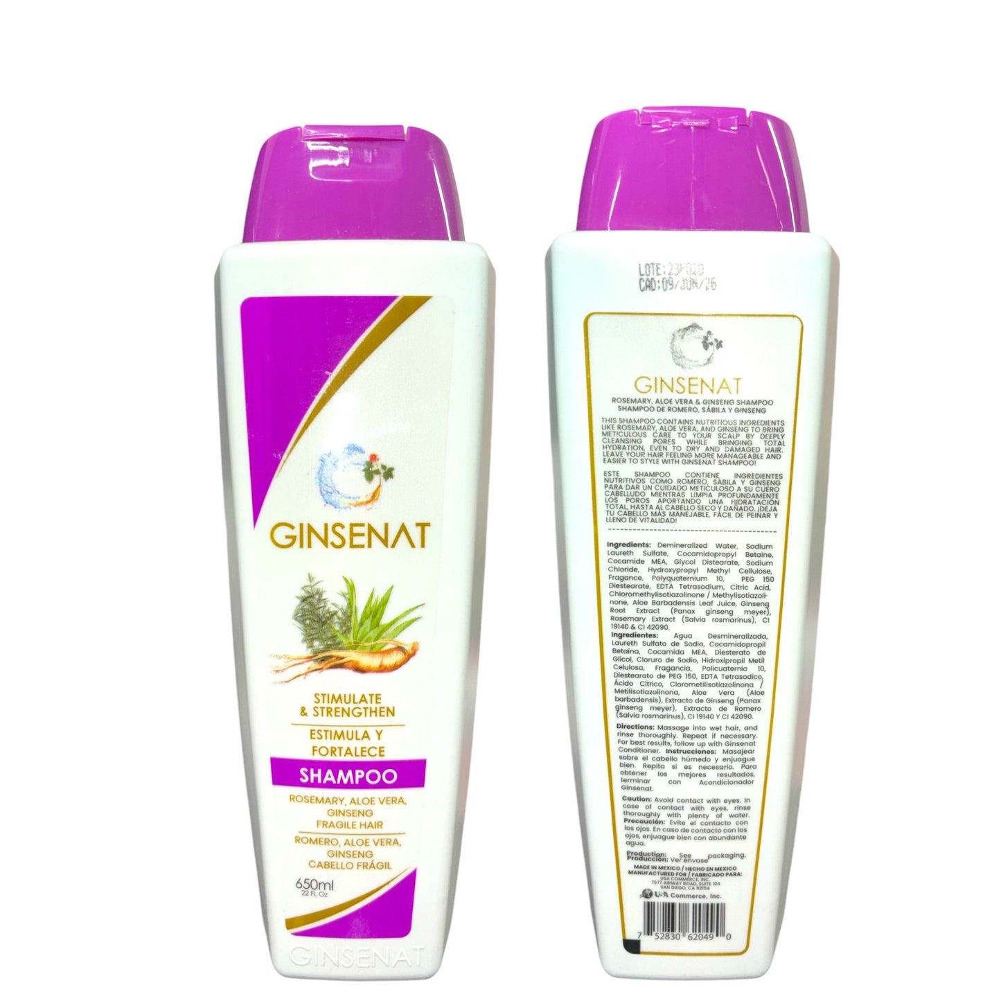 GINSENAT SHAMPOO ROSEMARY, ALOE VERA, GINSENG FRAGILE HAIR 650ML #46