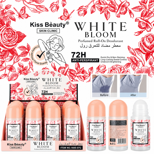 Desodorante Roll-On Kiss Beauty Woman White Bloom