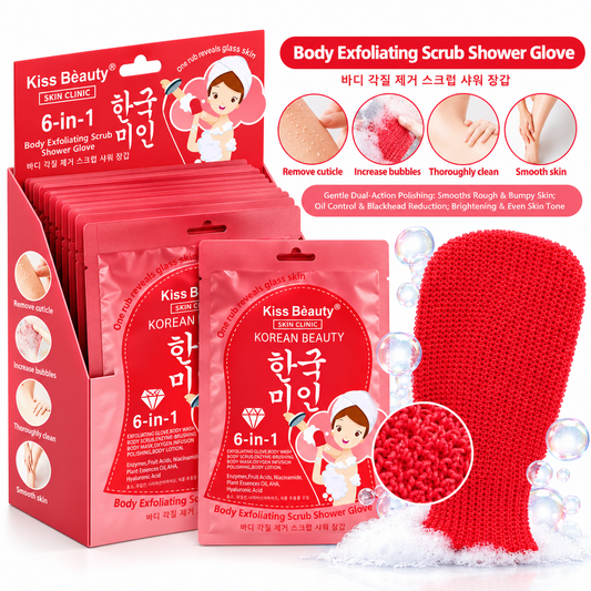 Guante de ducha exfoliante corporal Kiss Beauty 6 en 1 con efecto diamante