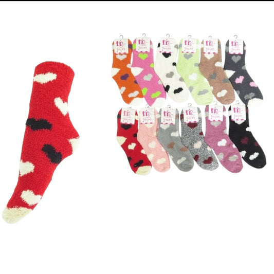 HEART LONG FUZZY SOCKS 12PACK SO-914 #55