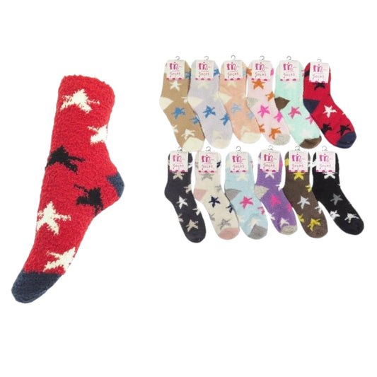 STARS LONG FUZZY SOCKS 12PACK SO-915 #35