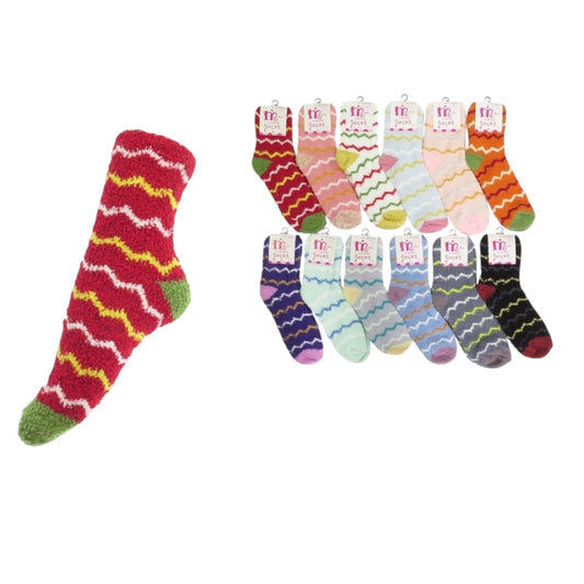 SWIRLS LONG FUZZY SOCKS 12PACK SO-916 #27