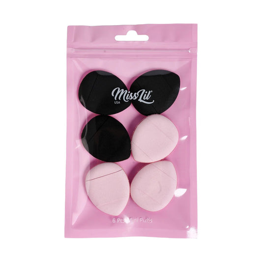 MISS LIL USA 6PCS MINI PUFFS BLACK &PINK  #45