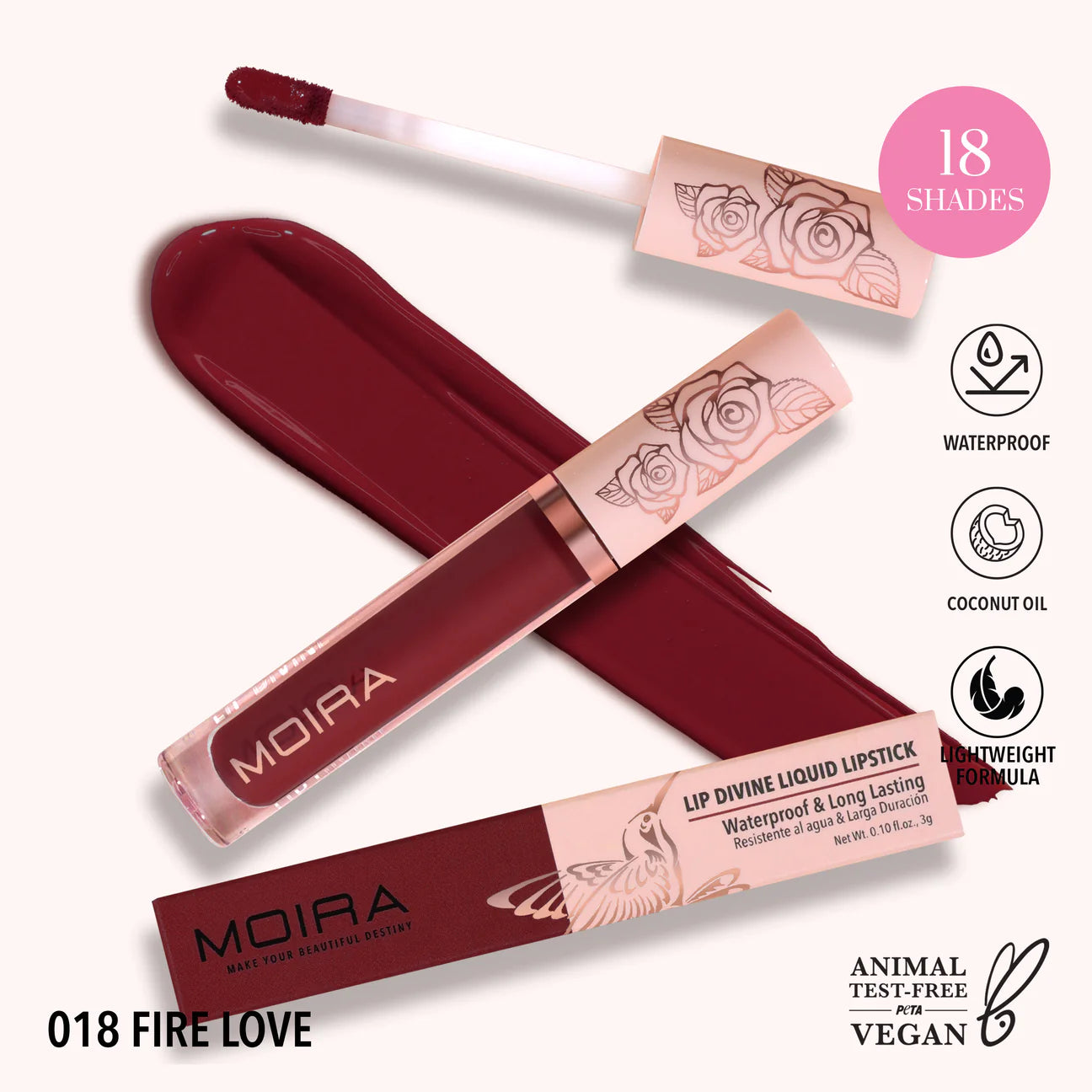 MOIRA LIP DIVINE LIQUID LIPSTICK FIRE LOVE LDV018 #A4