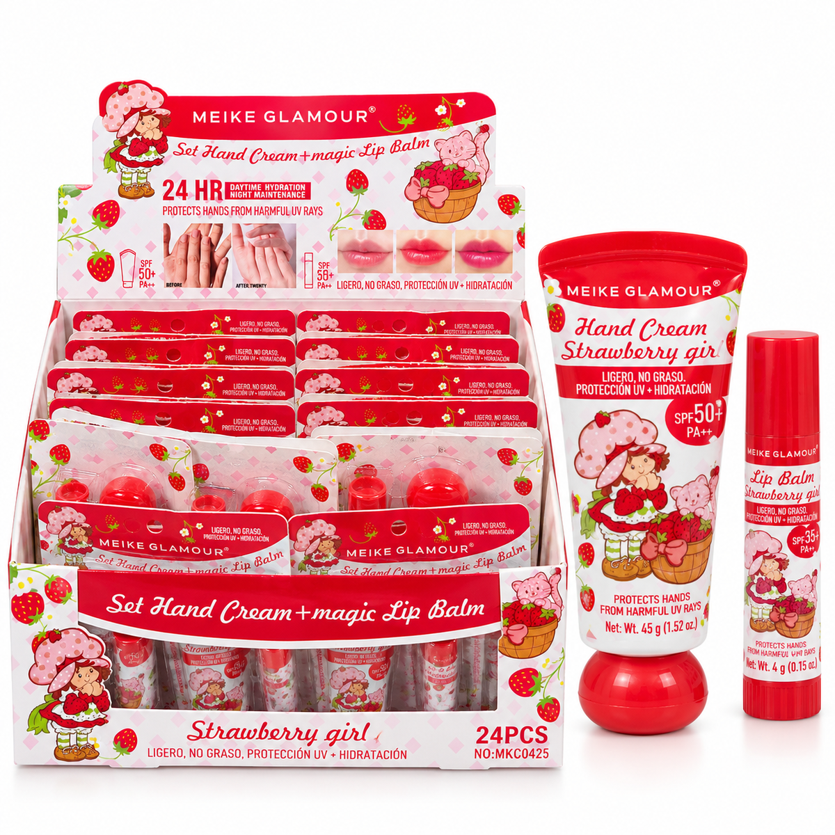 Crema de manos + bálsamo labial Meike Glamour Strawberry Girl