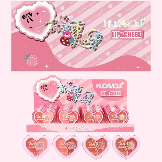 24PCS DISPLAY HUDAVIOJI SWEET LUCKY LIP+CHEEK ZP-070