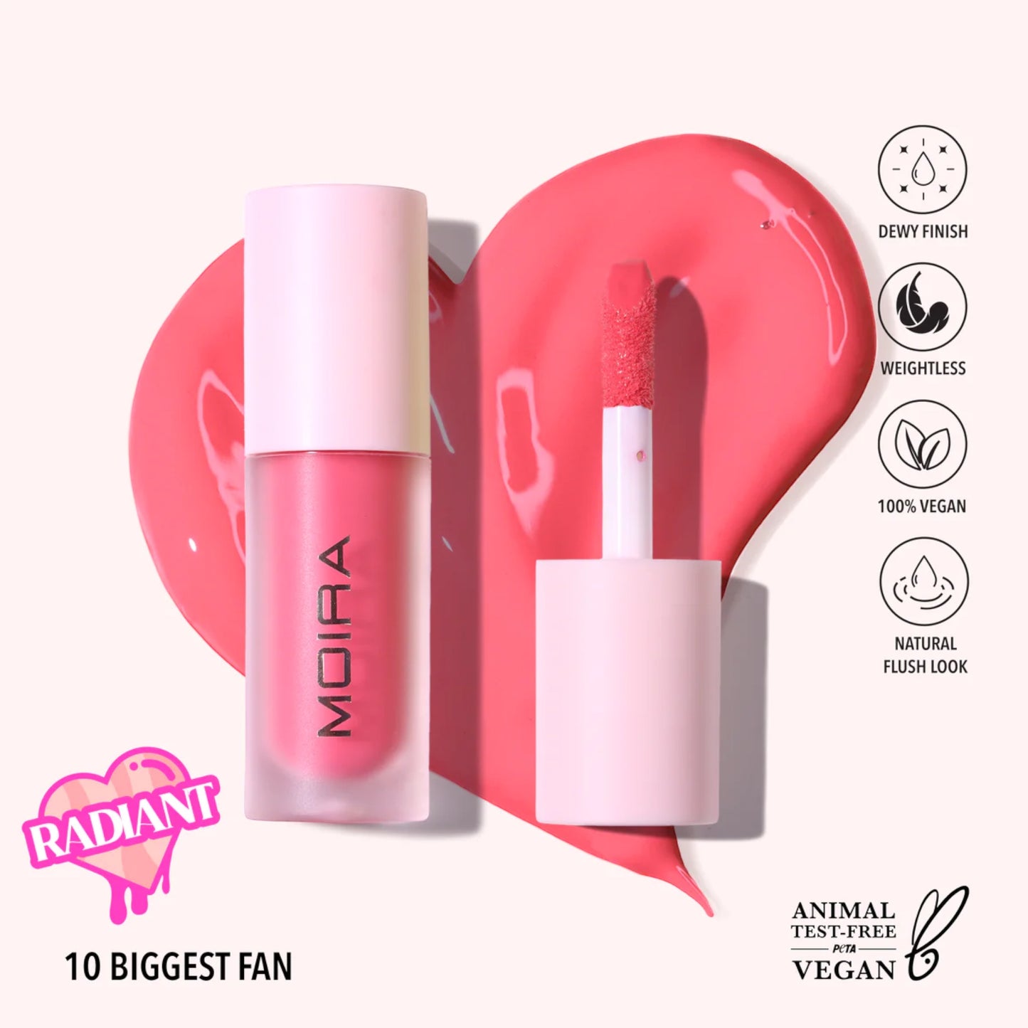 MOIRA LOVE STEADY LIQUID BLUSH 10 BIGGEST FAN LLB010 R59 #A24