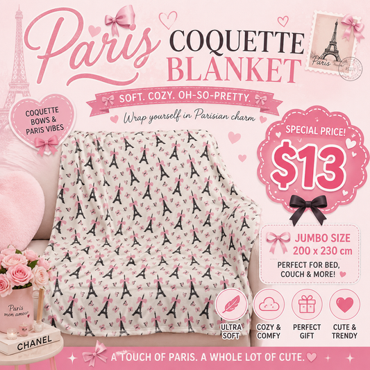 1PCS SOFT COQUETTE PARIS TOWER BLANKET