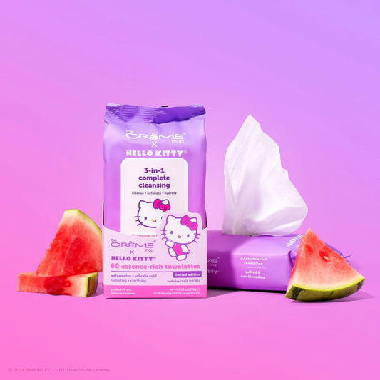 THE CREME SHOP HELLO KITTY 3 IN 1 COMPLETE CLEANSING TOWELETTES#brown cabinet