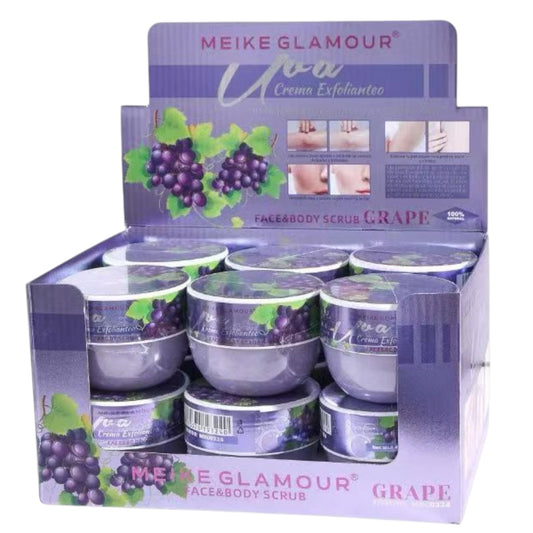 12PCS DISPLAY MEIKE GLAMOUR GRAPE BODY/FACE SCRUB MKG0324