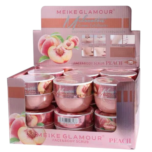 12PCS DISPLAY MEIKE GLAMOUR PEACH BODY/FACE SCRUB MKG0328