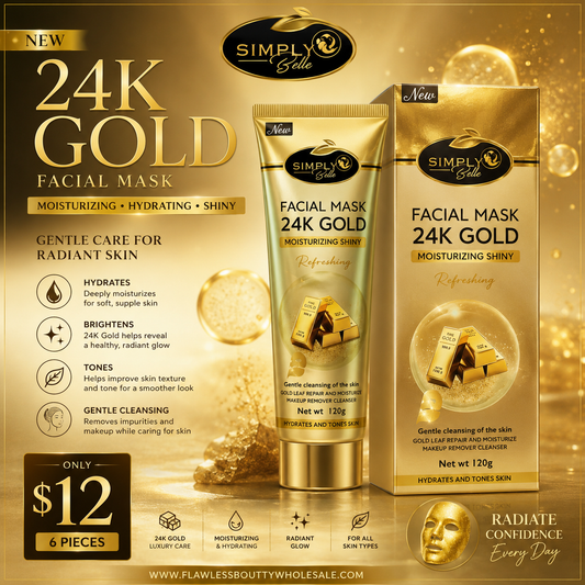 6PCS SIMPLY BELLA FACIAL MASK 24K GOLD SIB1035