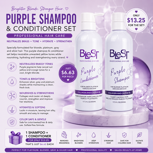 BLEST PURPLE SHAMPOO AND CONDITIONER 2PCS SET WITH COLLAGEN AND CASTOR OIL
