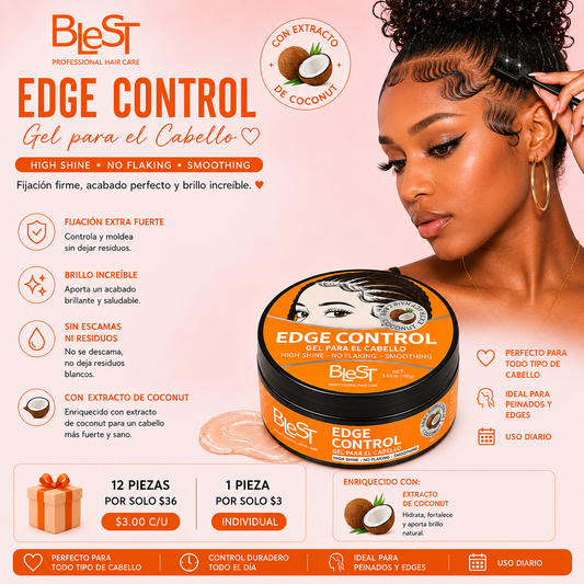 12PCS DISPLAY BLEST EDGE CONTROL GEL WITH COCONUT EXTRACT BEC-02