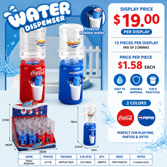 12PCS DISPLAY PEPSI & COCA COLA MINI WATER DISPENSER