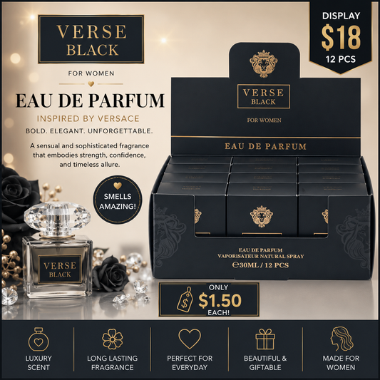 12PCS DISPLAY VERSE BLACK MINI PERFUME EBC3117