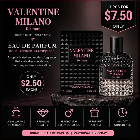 3PCS VALENTINE BLACK MILANO 100ML PERFUME EBC2355