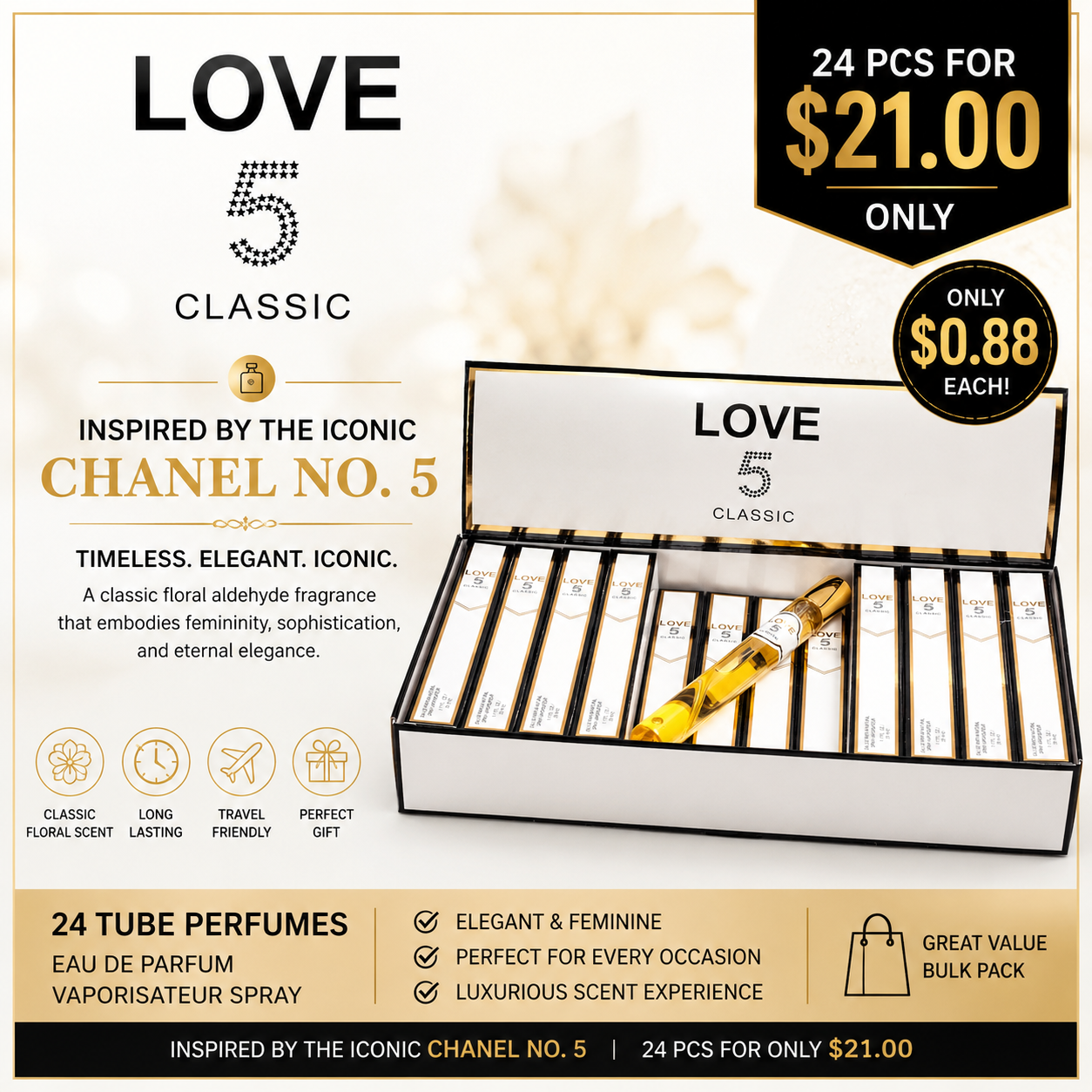 24PCS DISPLAY LOVE 5 TUBE PERFUME EBC1023TR