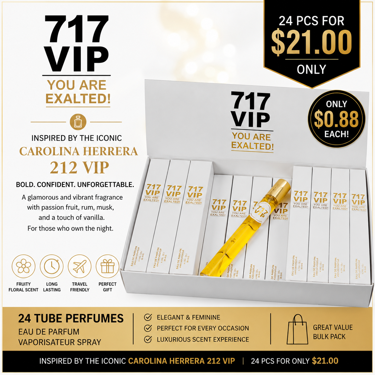 24PCS DISPLAY 717 VIP TUBE PERFUME EBC1079TR