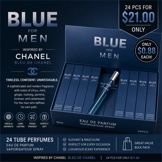 24PCS DISPLAY BLUE FOR MEN TUBE PERFUME EBC2033TR