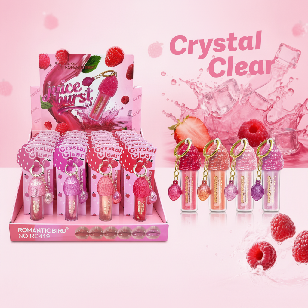 24PCS DISPLAY CRYSTAL CLEAR BERRY GLOSS RB419