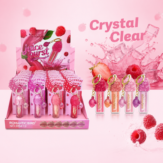 24PCS DISPLAY CRYSTAL CLEAR BERRY GLOSS RB419