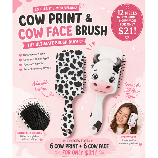12 PCS (6 OF EACH STYLE) COW HAIR BRUSH