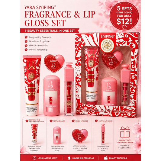 5 SETS RED FRAGRANCE AND LIPGLOSS SET SYP-ST60