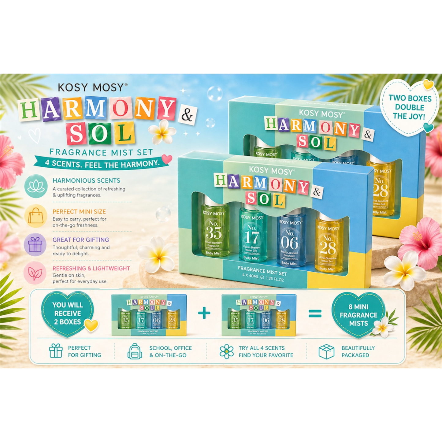 2 SETS OF 4PCS KOSY MOSY SEA AND SOL HARMONY
