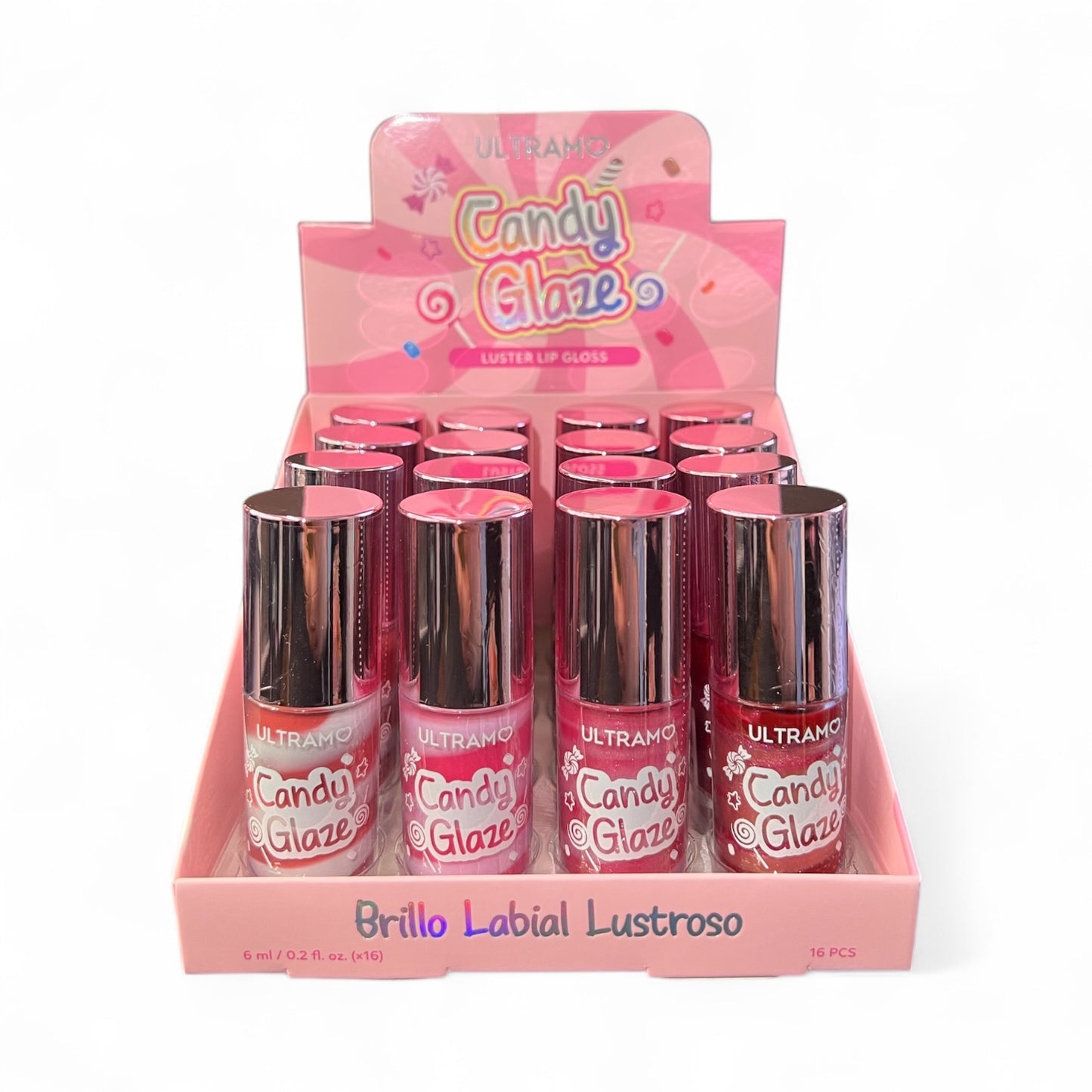 15PCS DISPLAY ULTRAMO CANDY GLAZE LUSTER LIPGLOSS FE001