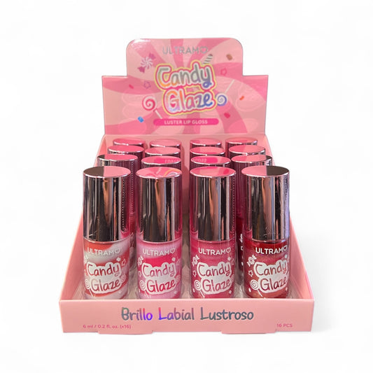 15PCS DISPLAY ULTRAMO CANDY GLAZE LUSTER LIPGLOSS FE001