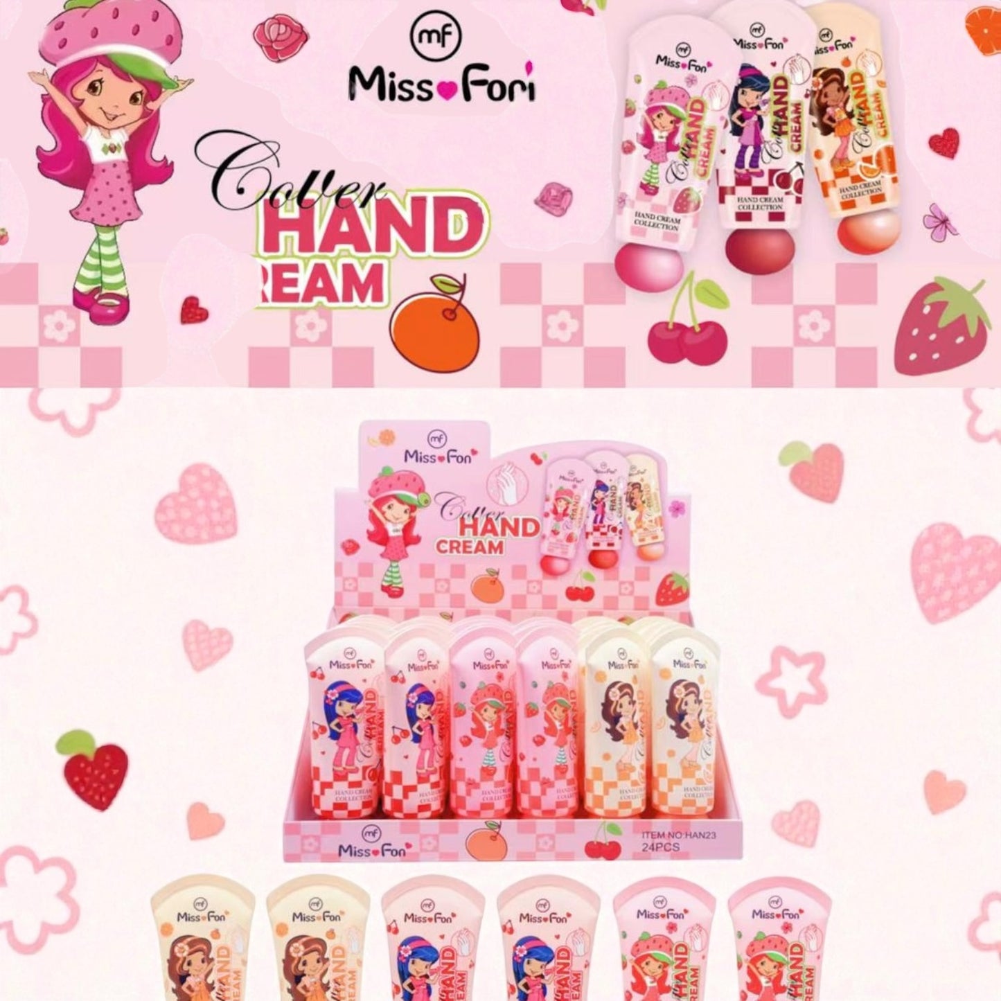 24PCS MISS FAN STRAWBERRY GIRL & FRIENDS HAND CREAM HAN23