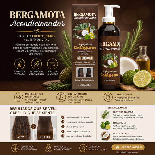 2PCS ACONDICIONADOR BERGAMOTA REFORZADO CON COLÁGENO Y COCO BM-2002