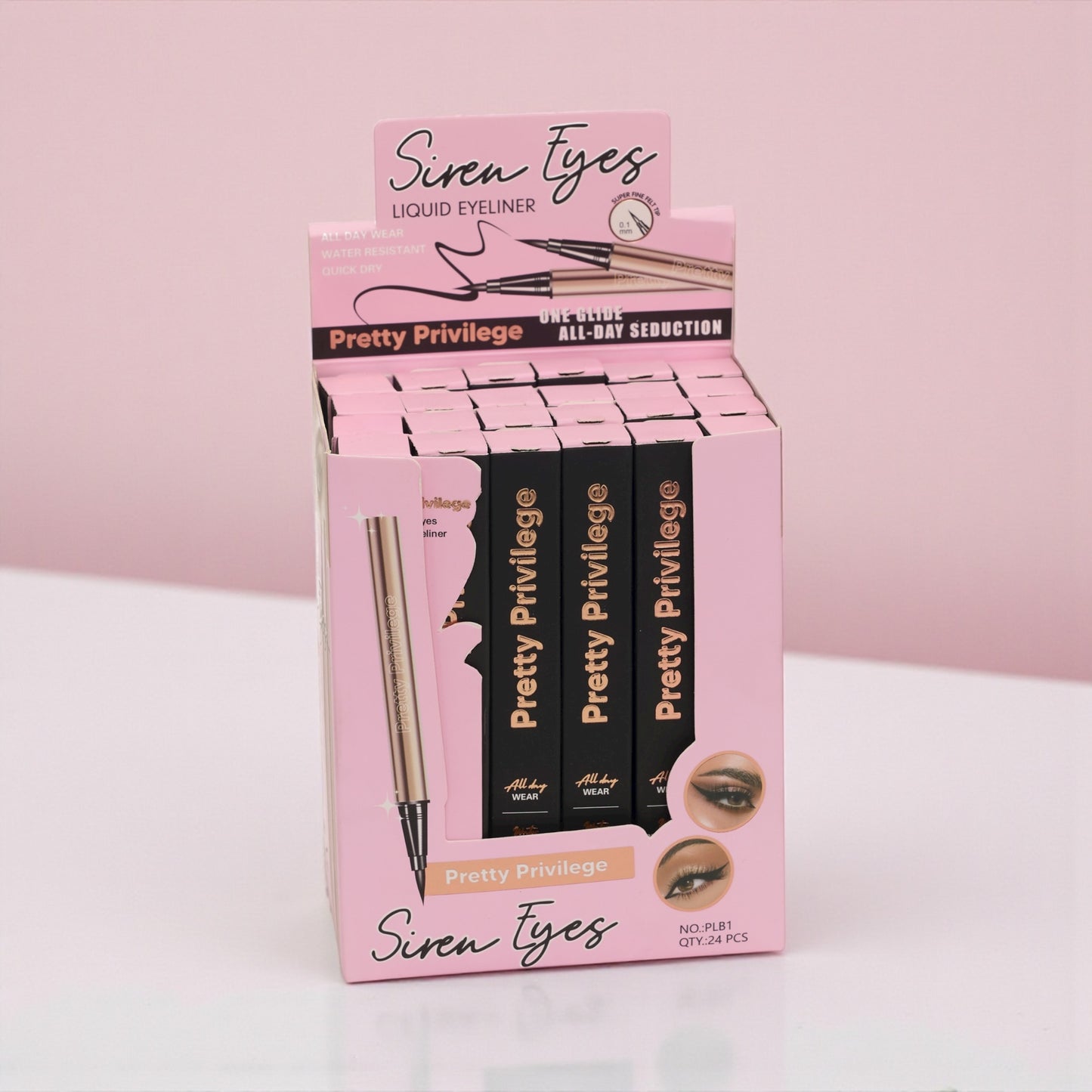 24PCS DISPLAY PRETTY PRIVILEGE SIREN EYES LIQUID EYELINER PLB1