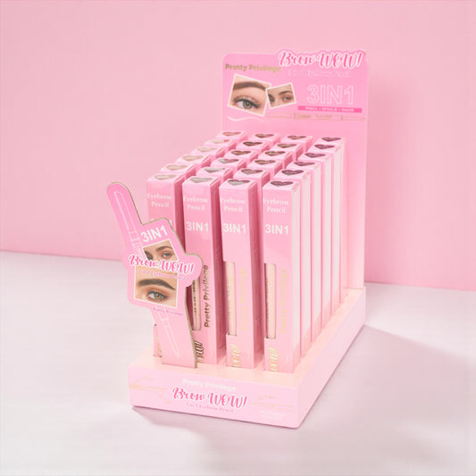 24PCS DISPLAY PRETTY PRIVILEGE BROW WOW! 3IN1 EYEBROW PENCIL WOW314