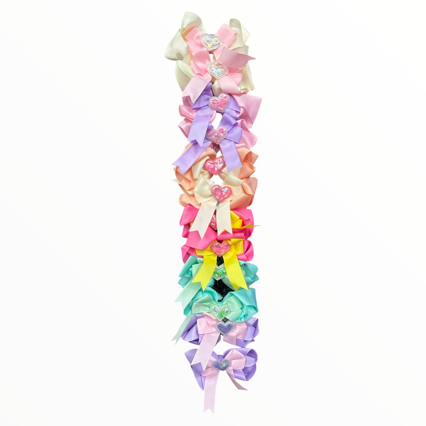 12PCS PASTEL HEART HAIR BOWS