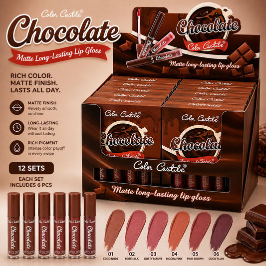 12PCS DISPLAY CHOCOLATE MATTE LONG-LASTING LIP GLOSS 4240