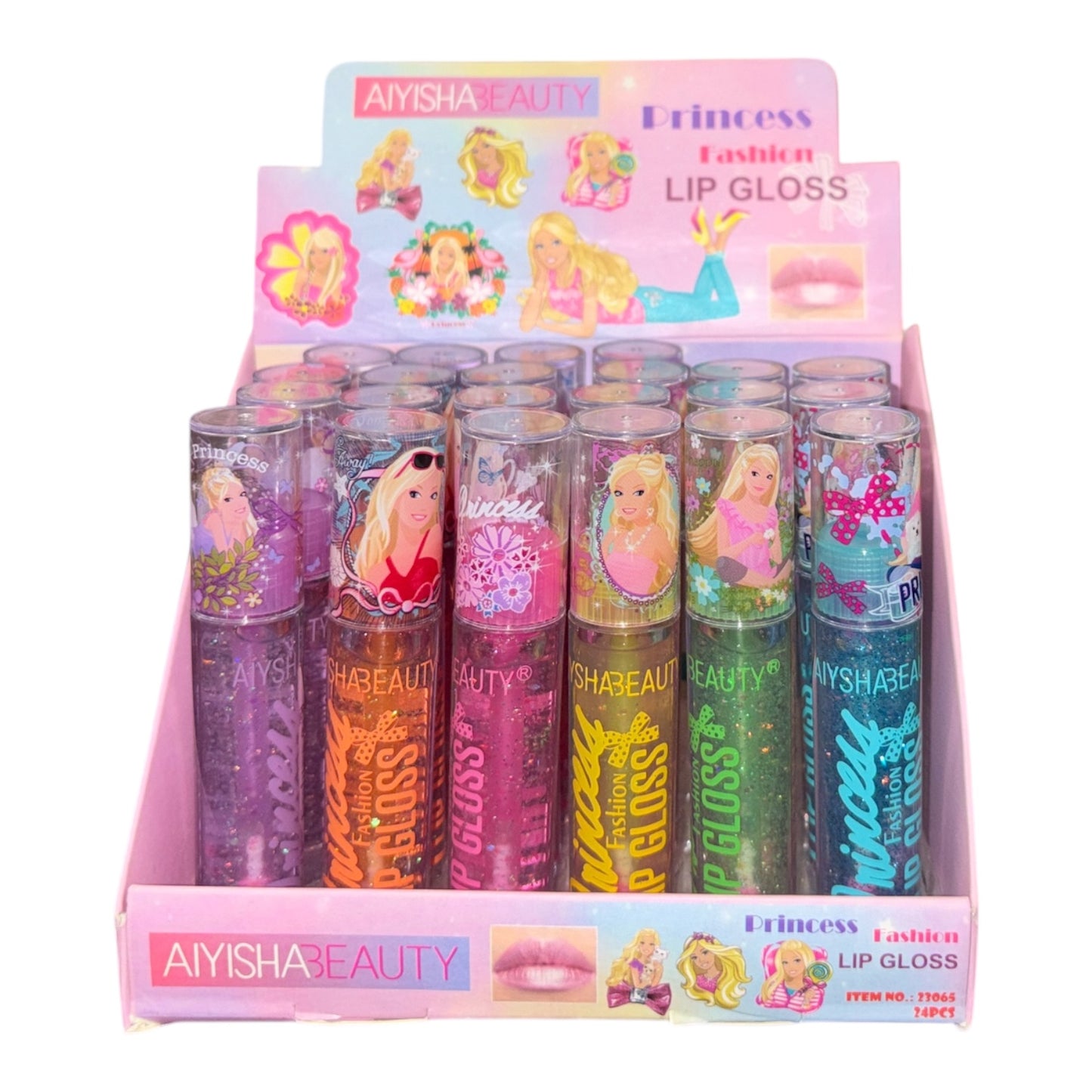 24PCS DISPLAY AIYISHABEAUTY PRINCESS LIP GLOSS 23065