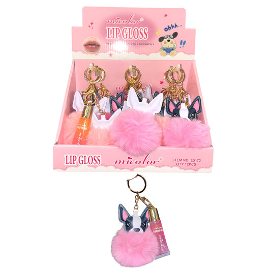 12PCS DISPLAY MICOLOR FRENCHIES LIP GLOSS WITH KEYCHAIN L5173