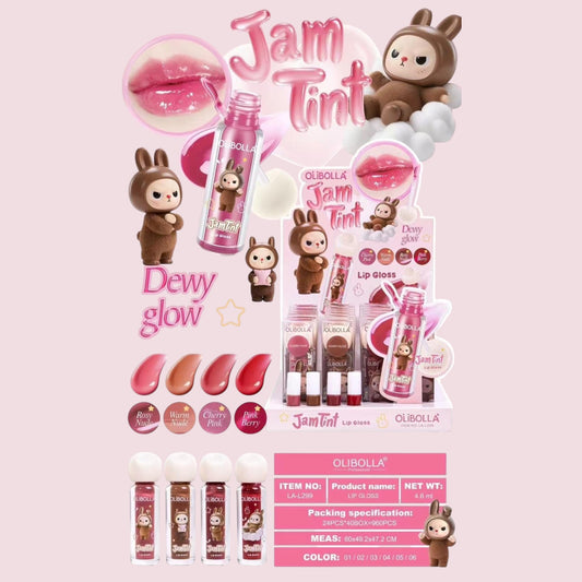 24PCS DISPLAY OLIBOLLA CUTE MONSTER JAM TINT LIP GLOSS LA-L299