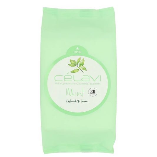 6PCS DISPLAY CELAVI  MINT MAKE-UP REMOVER CLEANSING TOWELETTES MT020