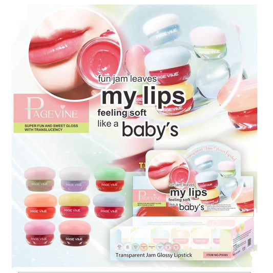 48PCS PAGEVINE TRANSPARENT JAM GLOSSY LIPSTICK P0305
