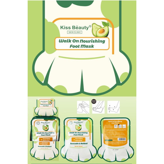 12PCS DISPLAY KISS BEAUTY AVOCADO & RETINOL FOOT MASK 1288-07D