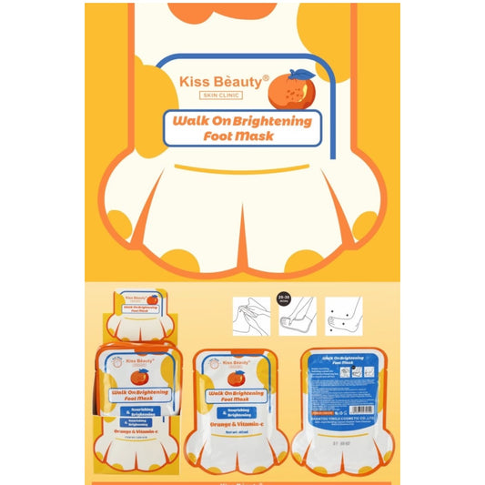 12PCS DISPLAY KISS BEAUTY ORANGE & VITAMIN-C FOOT MASK 1288-07B