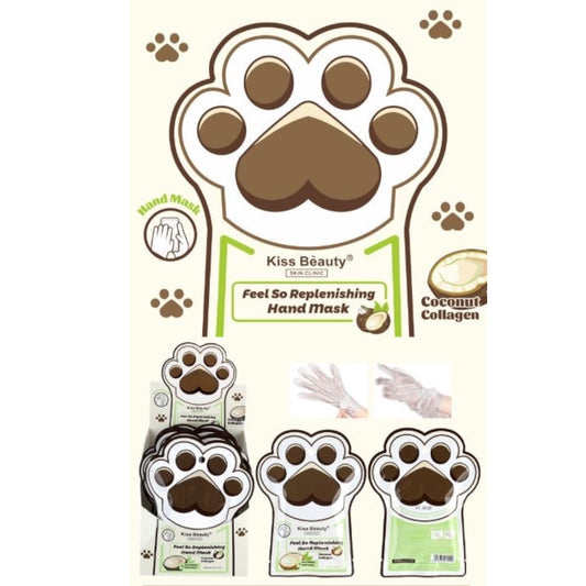 12PCS DISPLAY KISS BEAUTY COCONUT & COLLAGEN HAND MASK 1271-07C